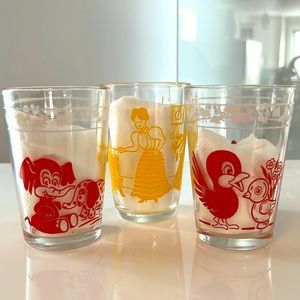 3 1950’s Swanky Swigs Hazel Atlas juice glasses